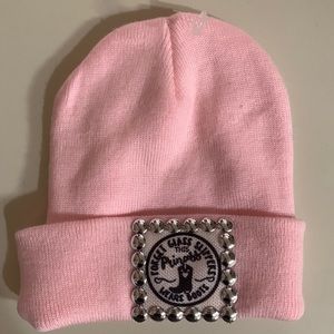 Super cute pink beanie.